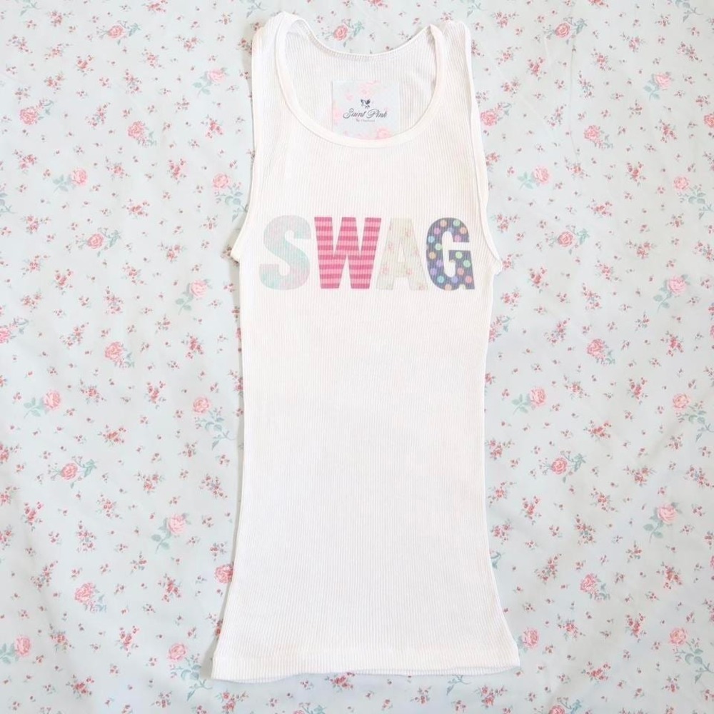 y2k swag mixed print ribbed‎ tank 2010s swag era
